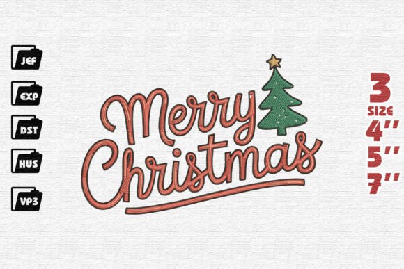 Download Festive Polka Dot "Merry Merry Christmas" Embroidery Design - Premium Resources