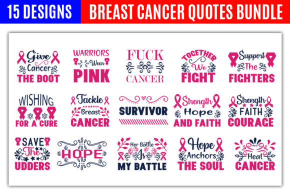 Download Breast Cancer Quote Designs Bundle - Quote designs Collection